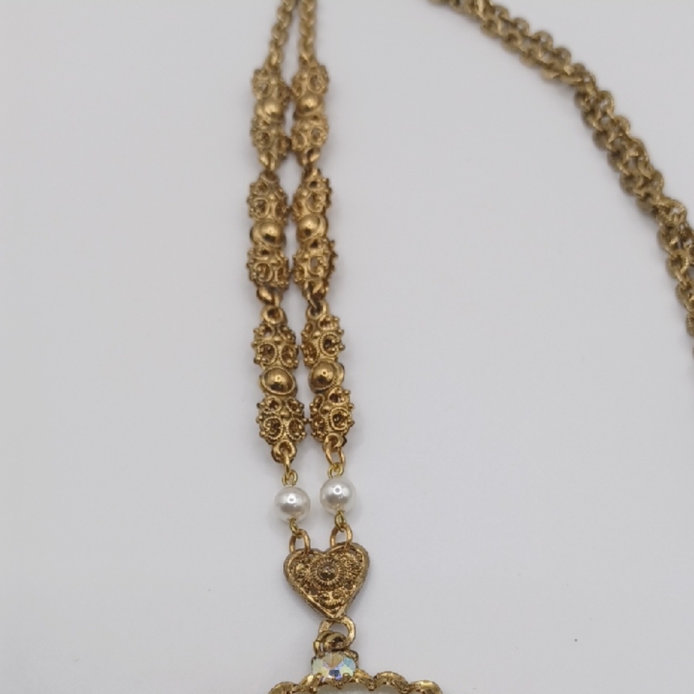 Western Germany Floral Gold Tone Filigree Jewelry Set - Picture 7 of 10